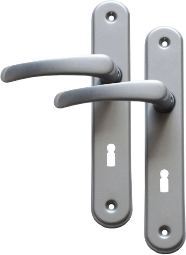 MICHAELA door hardware handle + fixed knob, 72 mm spacing, silver