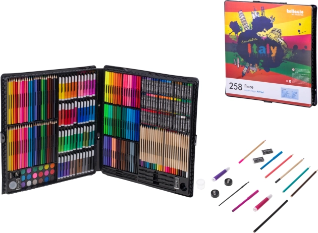 Painting set in a case with pencils, markers, and paints 258 pieces
