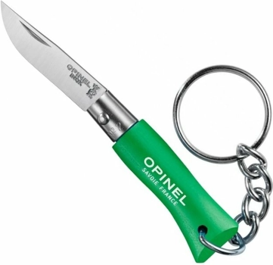 Opinel No.02 green keychain pocket knife, beech wood 3.5 cm