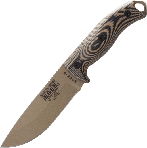 ESEE Model 5 survivalmes 13,2 cm, Dark Earth, G10, Kydex schede