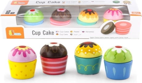 VIGA houten cupcakes, set van 4 stuks