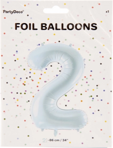 Ballon en aluminium chiffre 2 bleu 86 cm
