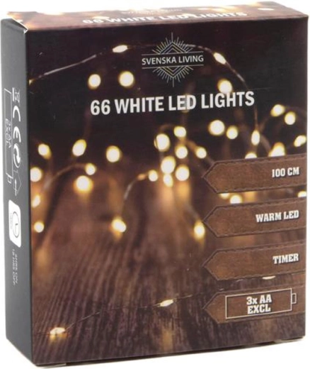 Lichterkette mit Timer, 66 LED, 100 cm