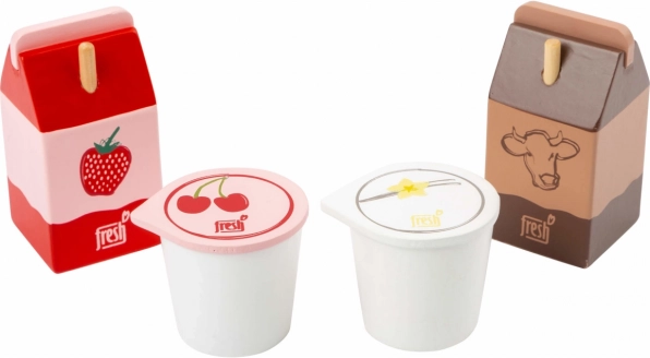 Small Foot set of wooden dairy products