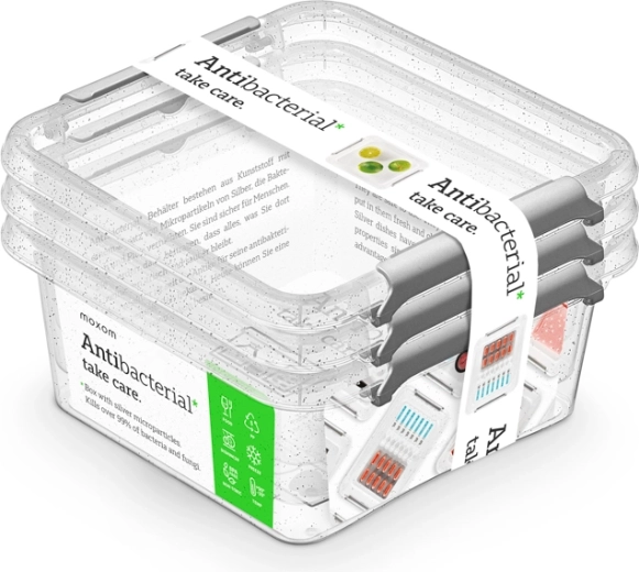 Antibacterial set of square food containers 0.85 l (3 pcs)