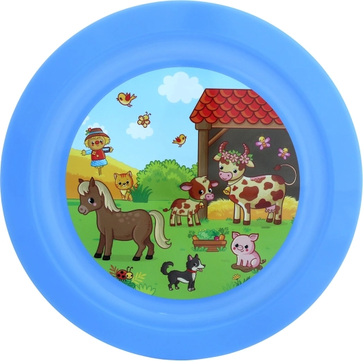 Kinderbord ondiep BOERDERIJ 21 cm, plastic, mix kleuren
