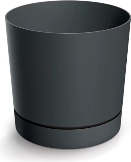 Cache-pot avec soucoupe TUBO P 17,8 cm – gris foncé