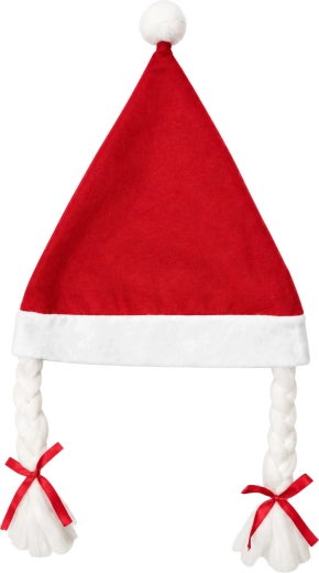 Bonnet de Noël de Madame Santa avec nattes - 1 pièce