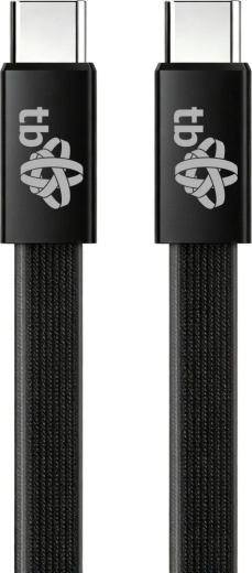 Platte siliconen USB-C-naar-USB-C-kabel 1 m zwart
