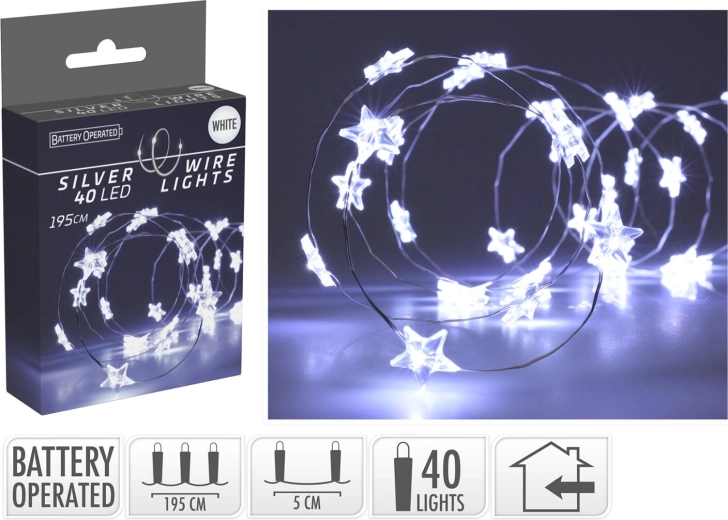 Christmas LED star lights 1.95 m 40 LED cool white - 1 piece