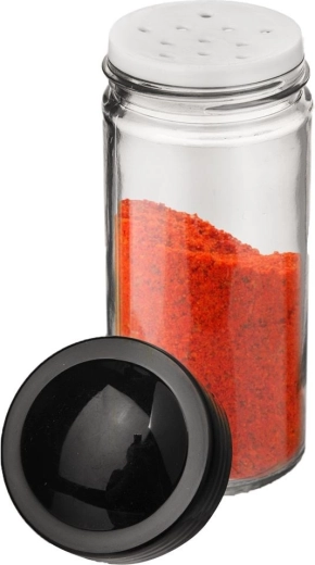 Transparent glass spice jars with sifter