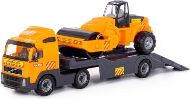 Camion Volvo avec remorque + rouleau compresseur