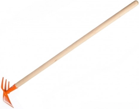 Teddies kindertuingereedschap dubbelzijdig oranje met steel 80 cm
