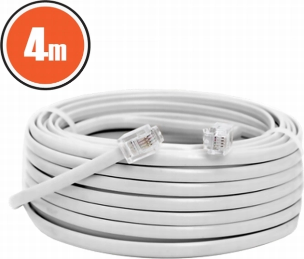 Telefoonkabel 6P4C, 4 m, wit