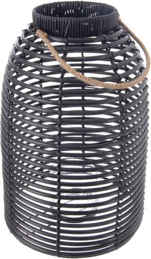 Large Black Candle Holder Made of Synthetic Material and Wood