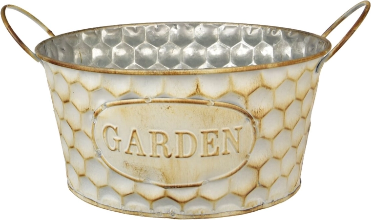 Jardinière GARDEN beige en métal rectangulaire 20 × 10 × 10 cm
