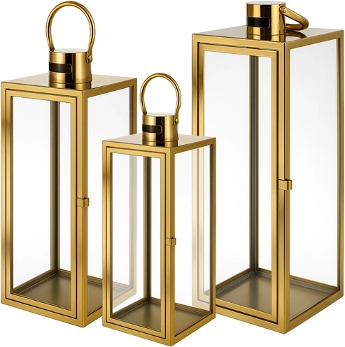 Goldene Glaslaternen Ruhhy 3 Stk. (63/49/38 cm)