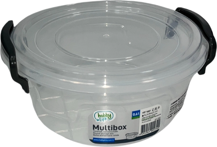 Runde Kunststoff-Lebensmittelbox 600 ml mit Deckel