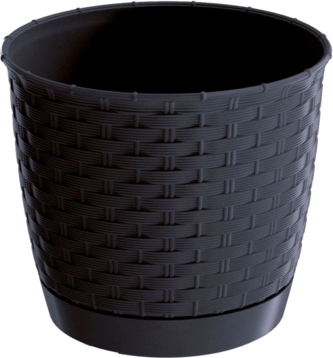 Cache-pot Ratolla Round anthracite 19 cm avec soucoupe intégrée