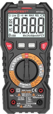 Digitale true-rms multimeter met batterijtest habotest ht118c