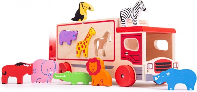 Wooden Cargo Truck with Safari Animals