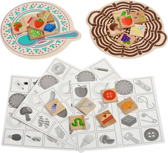 Wooden Educational Game EDIBLE × INEDIBLE by LUCY & LEO, 56 pieces with templates