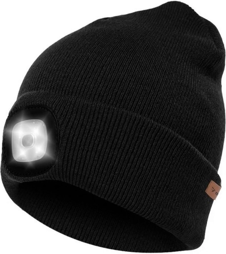 Wintermütze mit LED-Licht USB - Schwarze Beanie