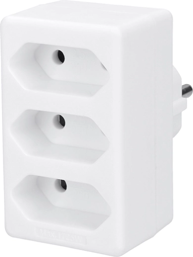 Solight stekkerdoosadapter 3 stopcontacten type C euro wit