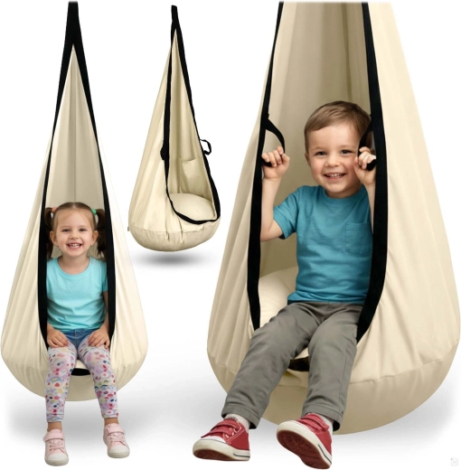 Kinder hangschommel cocon Neo-Sport beige met kussen