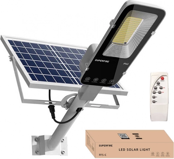 Lampe LED solaire Superfire avec télécommande, 1200 lm, IP65