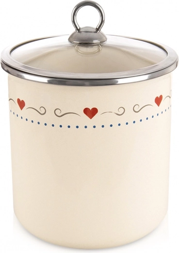 Enamelled kitchen jar with glass lid 1.4 l TONCA