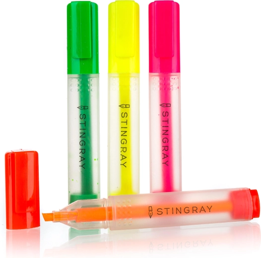Flache Textmarker, Farb-Mix, 4 Stück