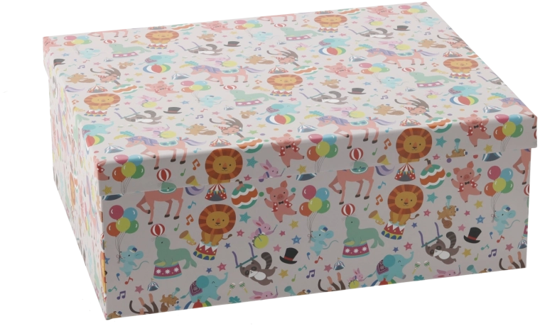 Geschenkbox mit Motiv bunter Tiere 23,8 × 18,2 × 9,3 cm
