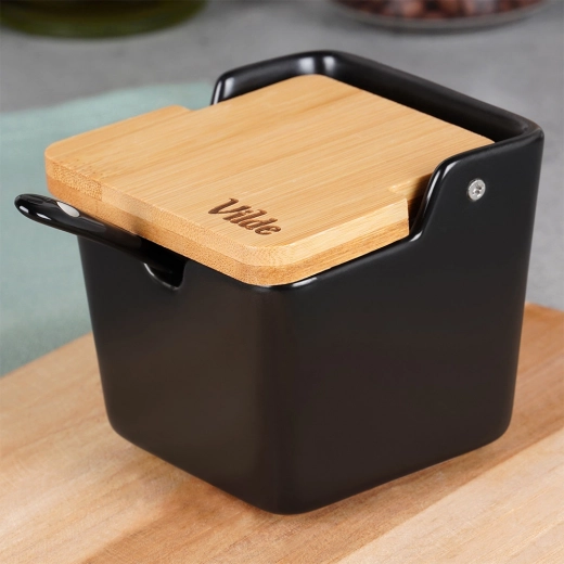 Klappbarer Bambusdeckel für schnellen Zugriff