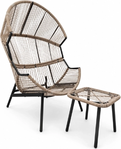 Coconfauteuil en voetenbank voor volwaardige ontspanning