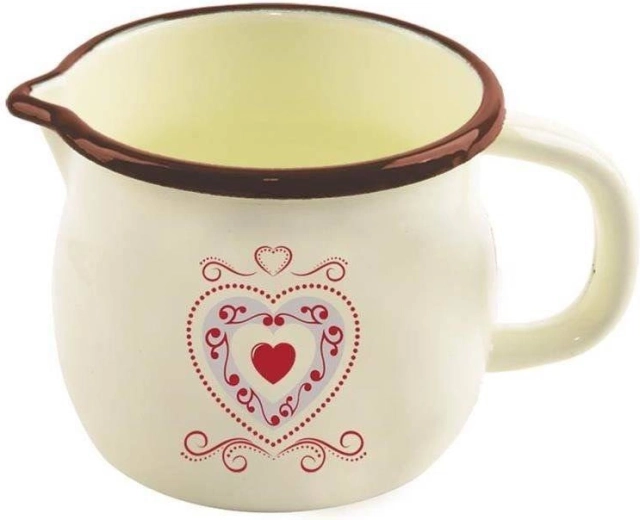 Emaillierter Becher mit Ausguss 1,2 l beige TONCA