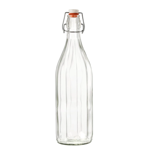 Bouteille en verre Costolata avec bouchon mécanique 1 l