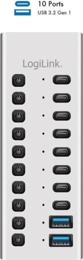 LogiLink USB 3.2 Gen 1 USB-hub met 10 poorten USB-A/USB-C met schakelaars