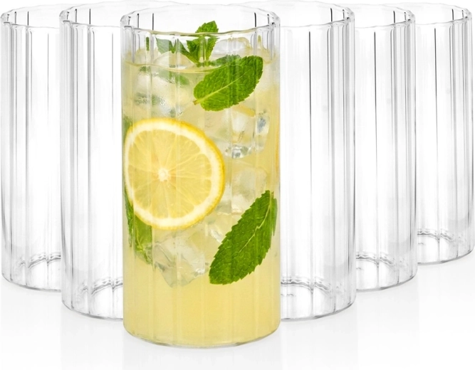 Vilde ribbed drinking glasses 360 ml, set of 6