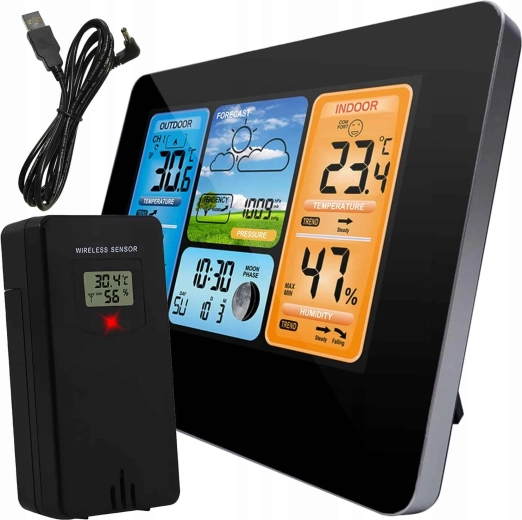 Station météo domestique Renew Force Sunny avec écran LCD couleur et capteur extérieur sans fil - 1 pièce