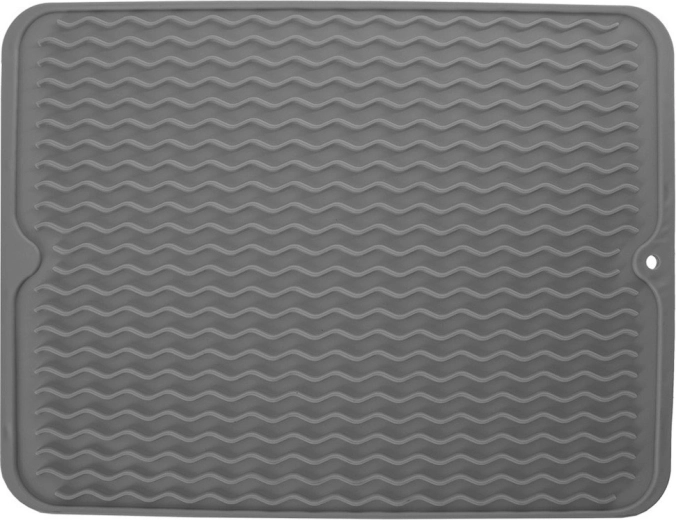 Tapis égouttoir en silicone pour vaisselle 40 × 30,5 cm – gris