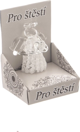 Glass angel in a heart shape in a gift box