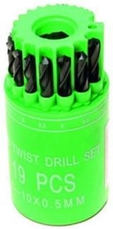 HSS metaalborenset 1–10 mm, 19-delig