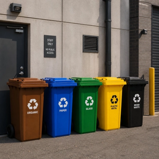 Yellow wheelie bin for plastic and metal 240 l with rubber wheels - 1 piece