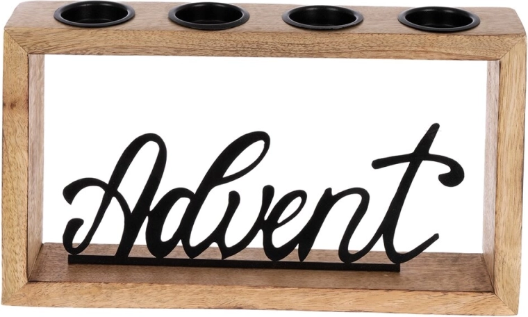 Advent candle holder made of mango wood and metal 32 × 5.5 × 17.5 cm