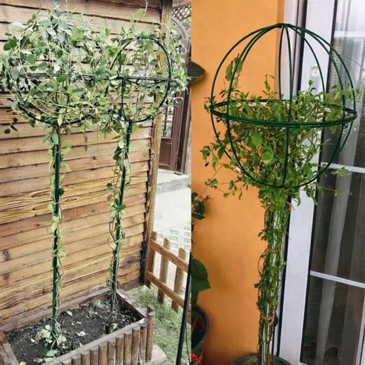 Garden metal support for climbing plants 50 × 10 cm, green