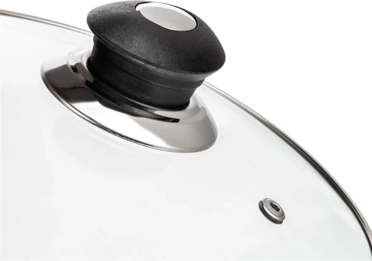 Glass lid with steam vent