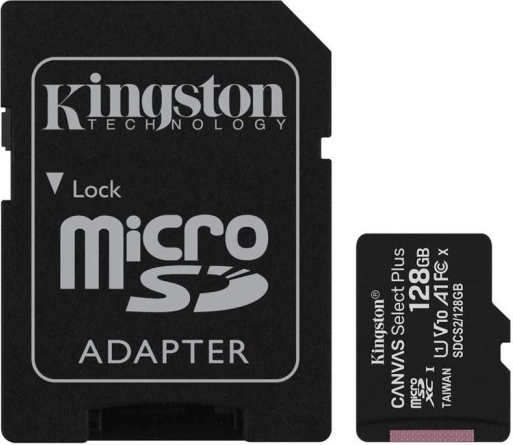 MicroSD-kaart 128 GB Kingston Canvas Select Plus met adapter