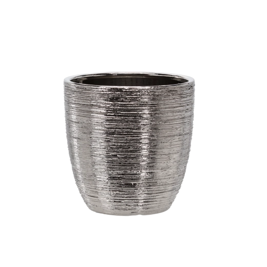 Ceramic flower pot cover 20 × 20 × 22 cm silver