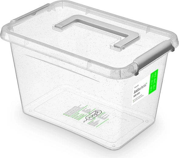 Antibakterielle Aufbewahrungsbox mit Deckel und Griff 6,5 l (29 × 20 × 18 cm)
